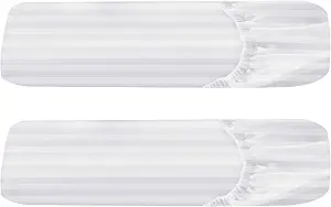California Design Den Twin XL Fitted Sheets 2 Pack Only - Soft 400 Thread Count Sateen, Natural 100% Cotton Fitted Bed Sheets with No-Pop Off Elastic, Cool and Durable - Striped White