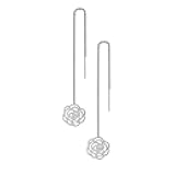 Womens Long Dangle Drop Dainty Flower Threader String Earrings