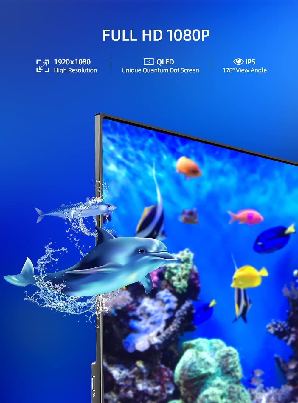Black Friday Clearance QLED Portable Monitor, UPERFECT 15.6’’ 100% DCI-P3 10 Bit 500 Nits Brightness Q1 Portable Display, HDR IPS 178°Ultra-Wide Extended Screen, Frameless, Ultra-Slim, 1.23lb Lightweight and Travel Friendly