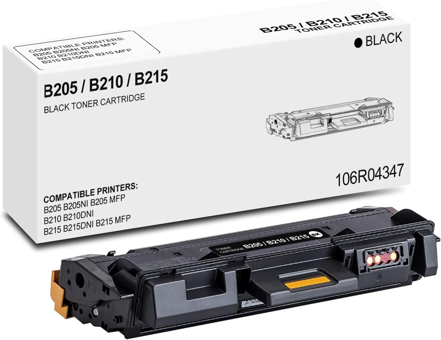 B205 B210 B215 Black High Capacity Toner Cartridge Compatible for Xerox 106R04347 Toner for Xerox B205 B205NI B205 MFP B210 B210DNI B215 B215DNI B215 MFP Printer, (1 Pack)