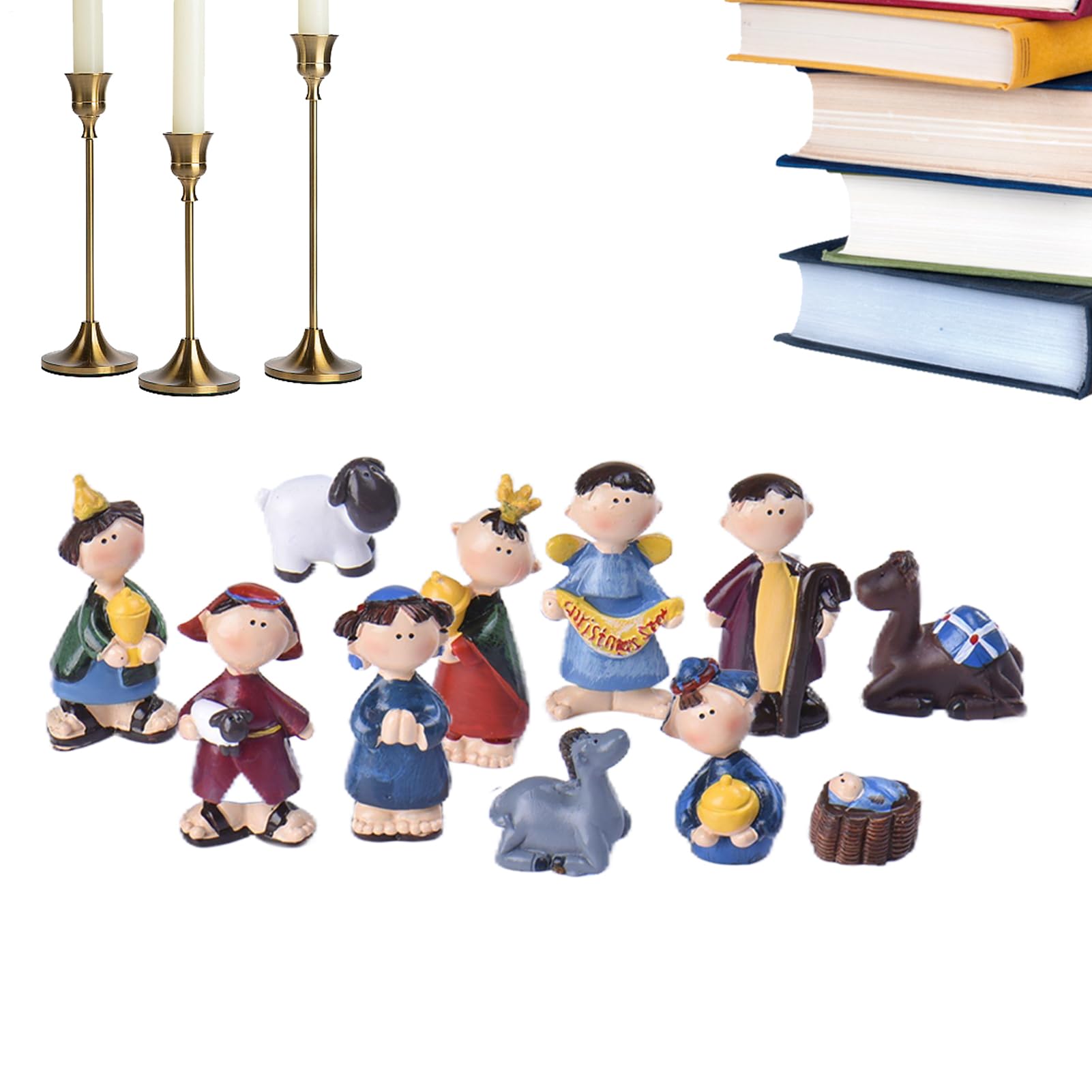 Figurines chrétiennes miniatures de Noël en résine durable pour maison