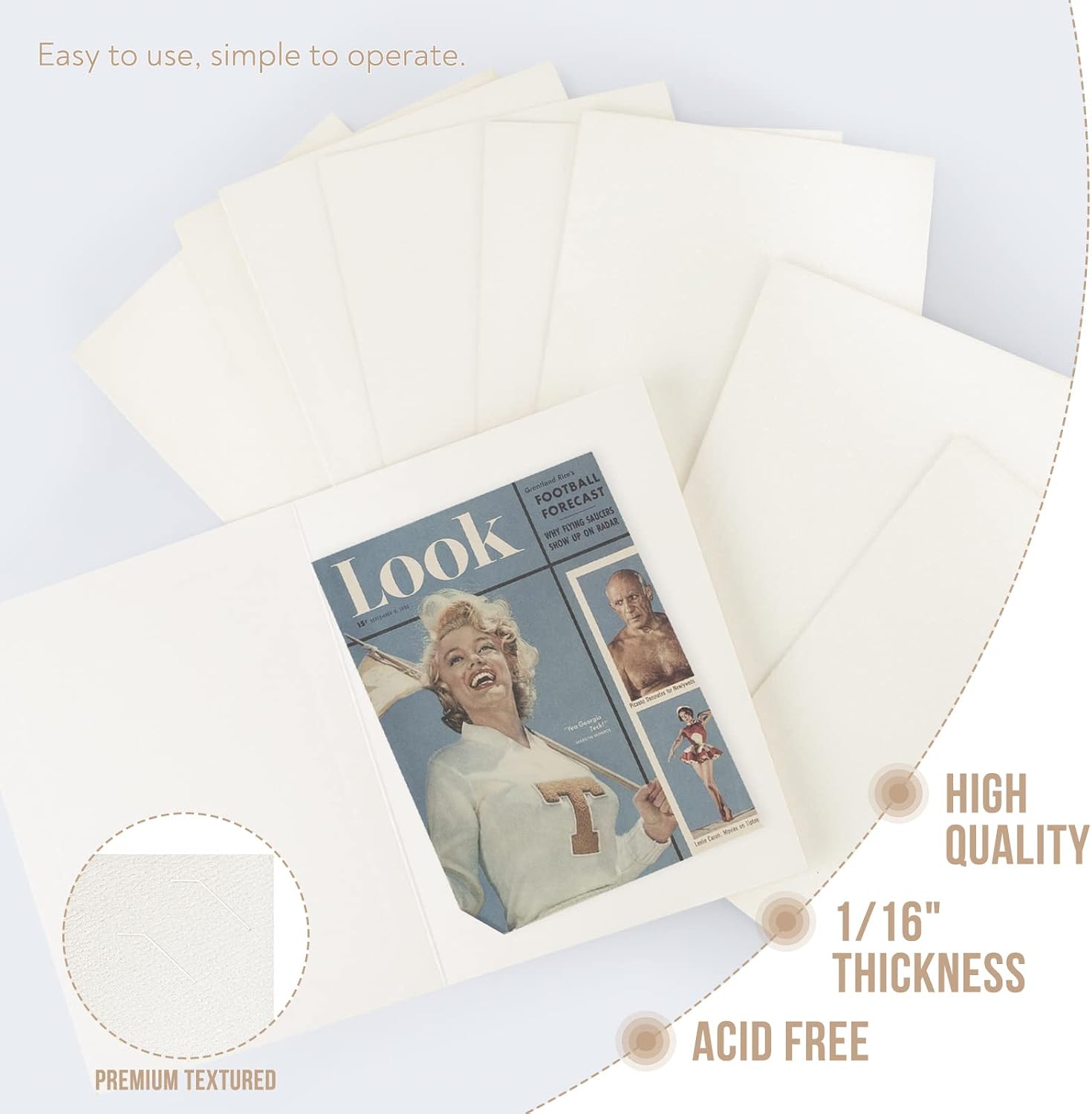 Golden State Art, Pack of 25, 6x8 or 8x10 Photo Folders, Cardboard Picture Frame, Paper Frame Cards, Greetings/Invitation Special Events: Graduation, Christmas, Wedding(Ivory)