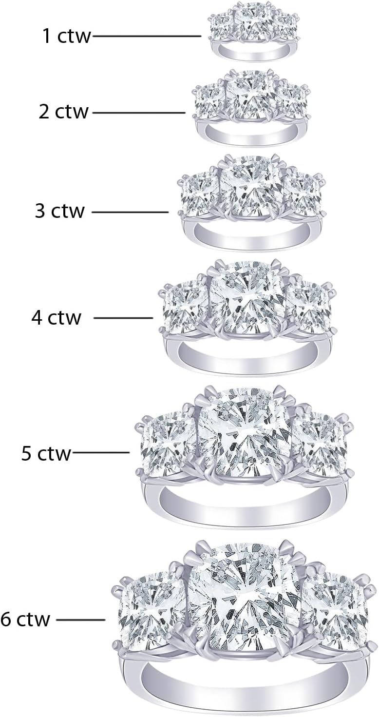 Houston Diamond District 0.5 to 5 Carat 14K White Gold IGI Certified LAB Grown Diamond 3 Stone Engagement Ring (D-E Color, VS1-VS2 Clarity) - Image 2