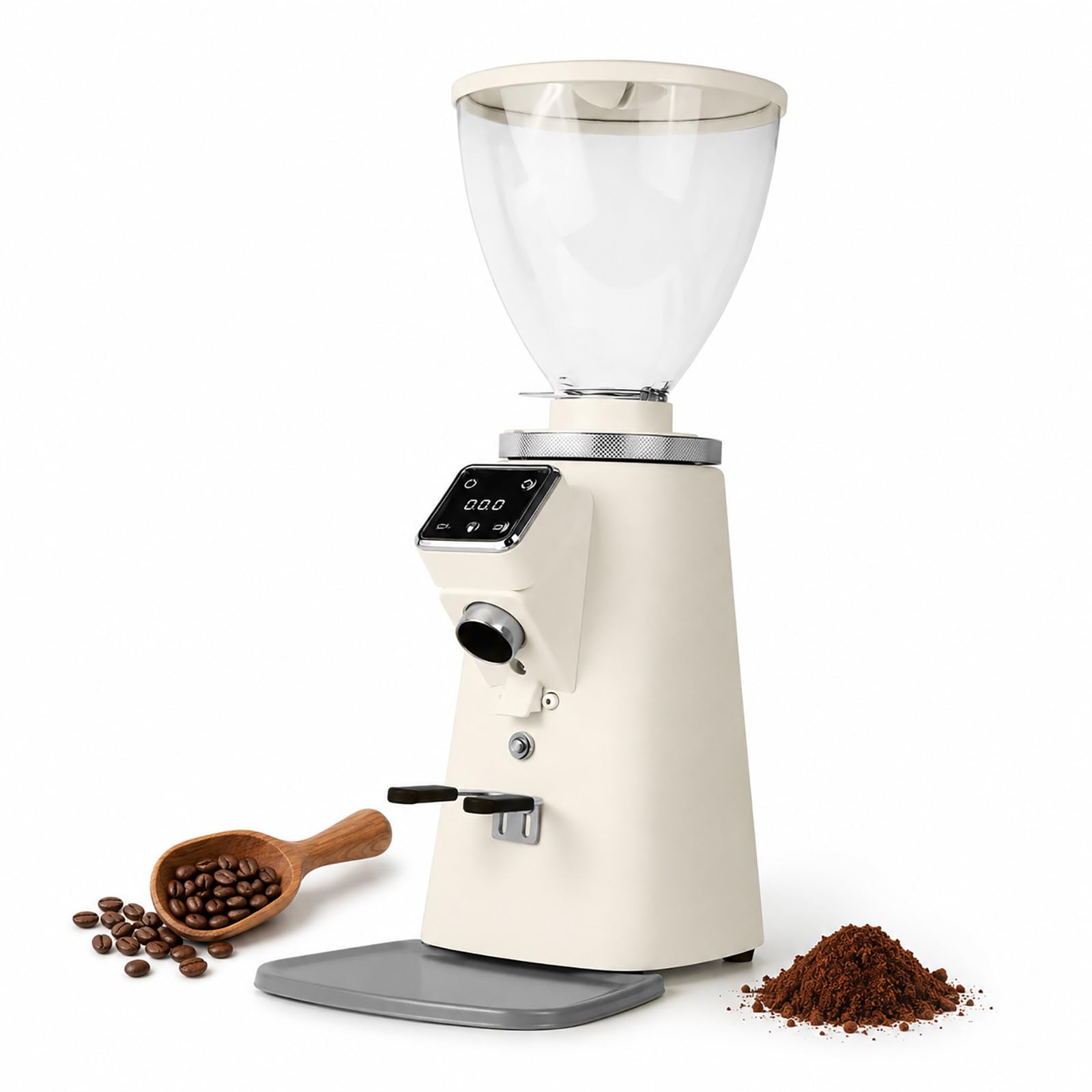 Molinillo de café con motor de accionamiento directo, tamaño de molienda ajustable, canal magnético para molidos, soporte de portafiltro, perfecto para elaboración casera