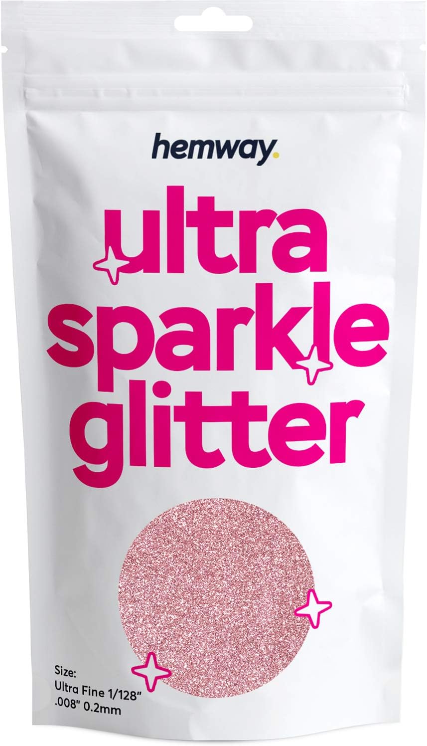Hemway Ultra Sparkle Glitter Light Rose Gold 100g Ultrafine, Pink