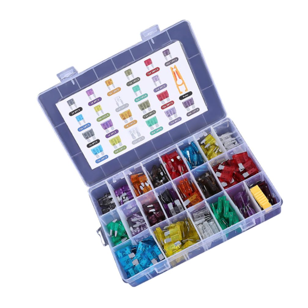 Mikinona Kit di Fusibili Lama per Auto Assortiti, Lega di Zinco e Pc, 300 Pezzi, con Estrattore, Protezione da Sovracorrente per Auto