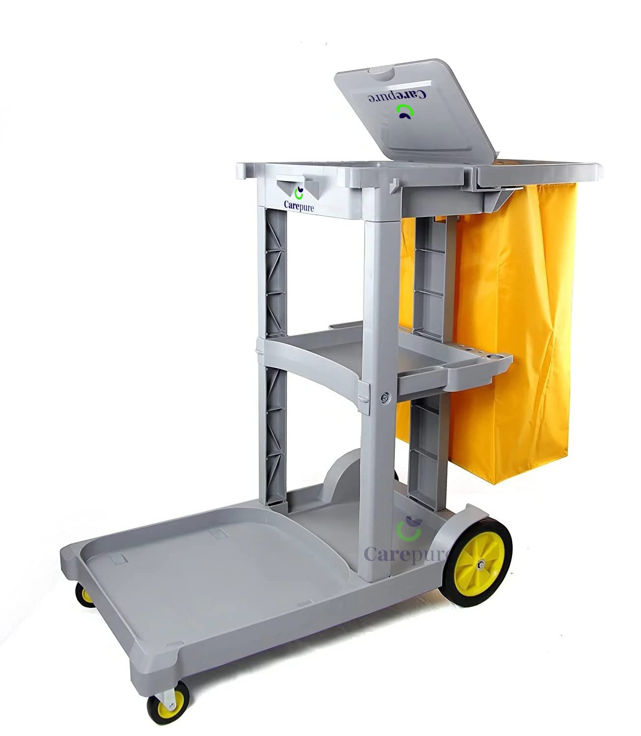 Carepure Janitor Cart Trolley Set Janitorial 3Shelf Cleaning Cart