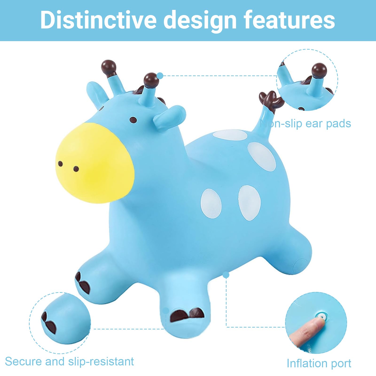 Animal Sauteur, Cheval Sauteur, Jouet Sauteur pour Enfants, Usage Intérieur/Extérieur, Cadeau pour Enfants, Cadeaux d'anniversaire, Cadeaux de Fête (Bleu)