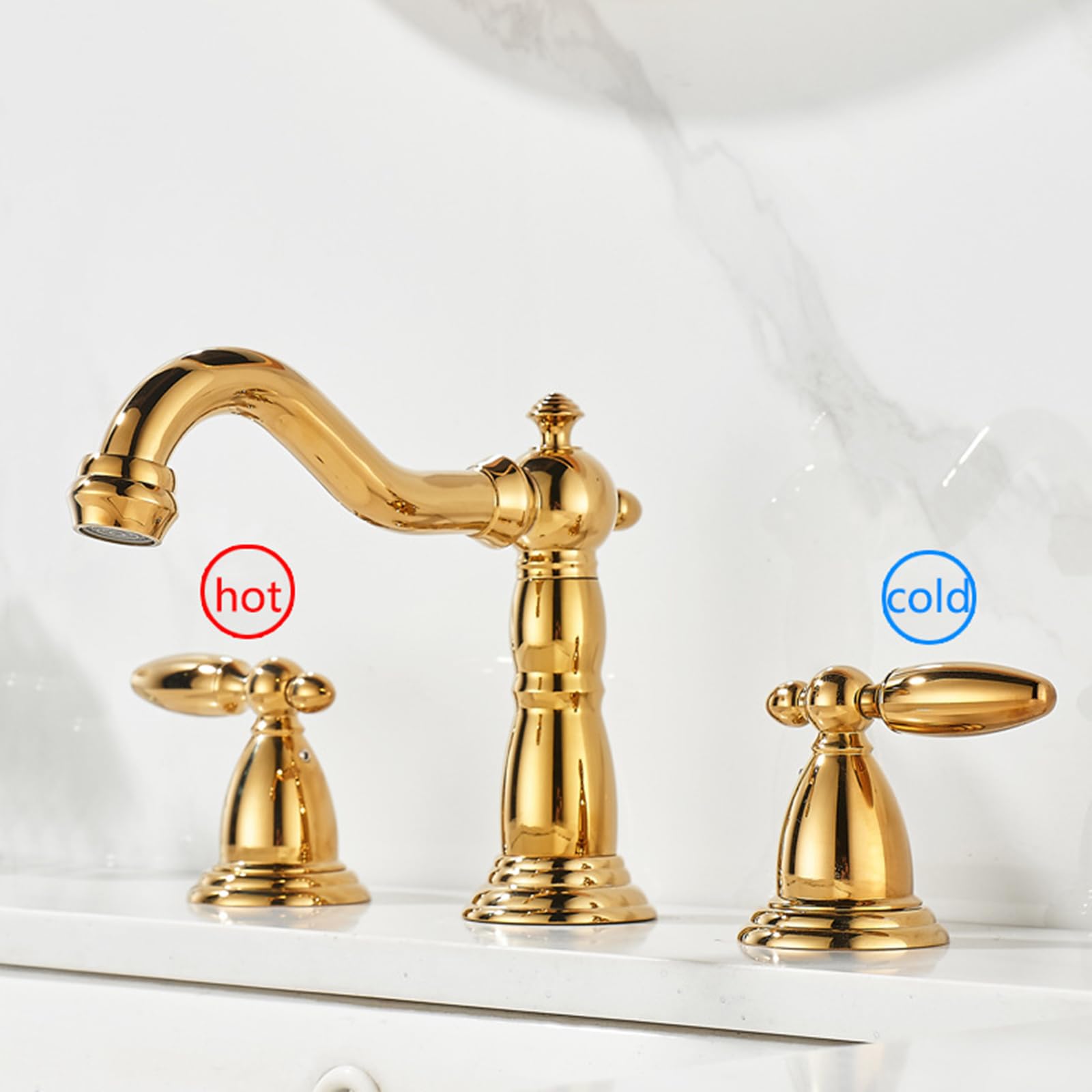 Rubinetto diffuso in ottone a doppia maniglia a 3 fori