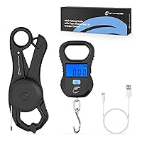 Vista 11 de Calamus Báscula de pescado ligera, báscula digital recargable con cable USB, capacidad de 55 libras, unidades múltiples libras/onzas y kilogramos