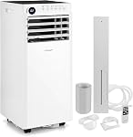 COSTWAY climatiseur portable 8000 BTU, unité de climatisation portable 4-en-1 avec déshumidificateur, ventilateur, mode sommeil, télécommande et minuterie 24H, refroidit des pièces jusqu'à 350 pi², kit d'installation de fenêtre inclus
