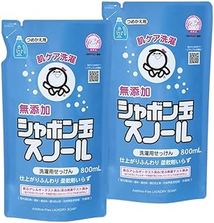 シャボン玉 スノール 詰め替え用 800ml × 2袋セット 無添加石けん 洗濯洗剤 衣類用 液体石けん