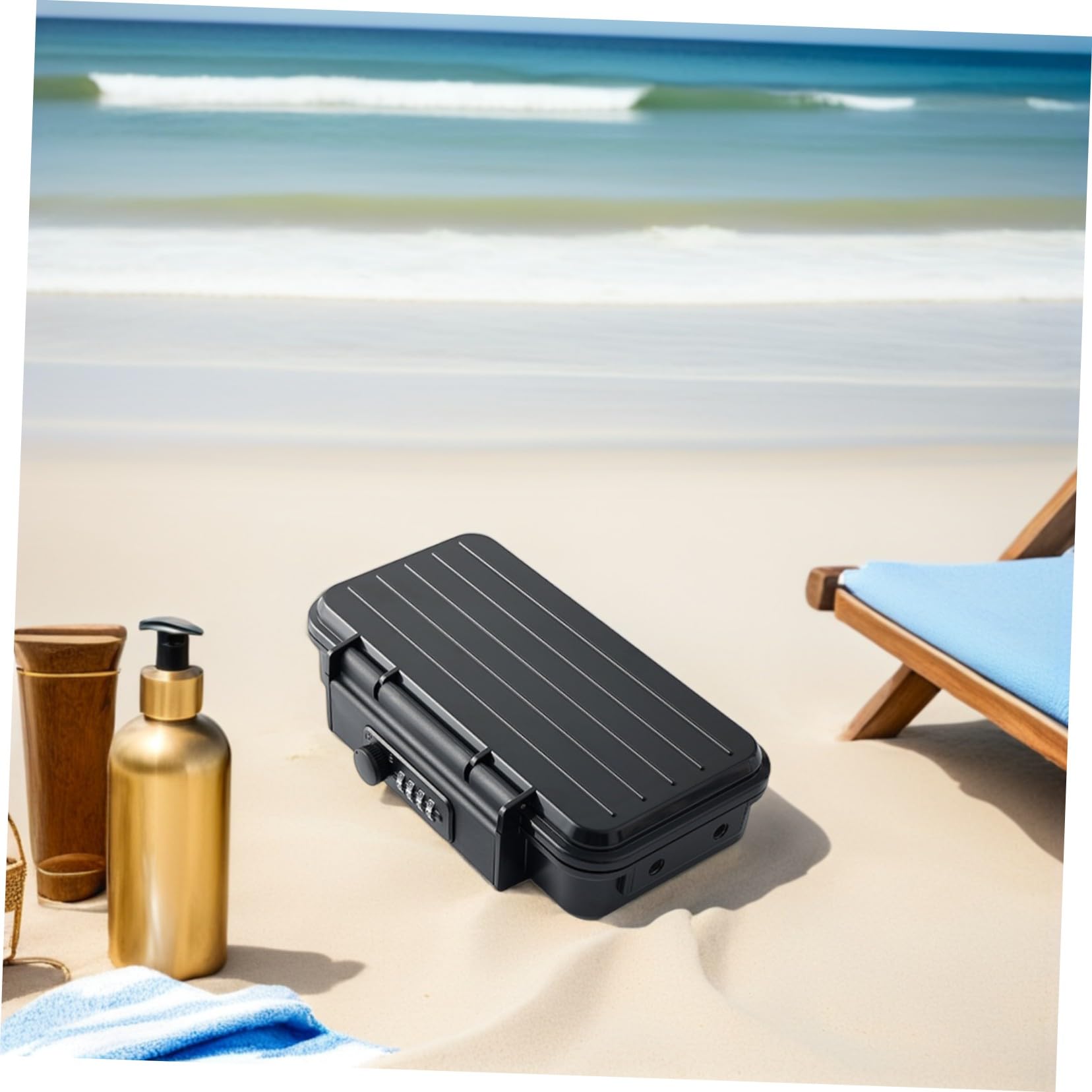 NUOBESTY Tragbarer Sicher Tragbarer Safe Für Den Strand College-Safe Für Wohnheim Reisesicherheitsschachtel Kombinationssicherheitsschachtel Zimmersafe Schwarz Zinklegungs -coderad
