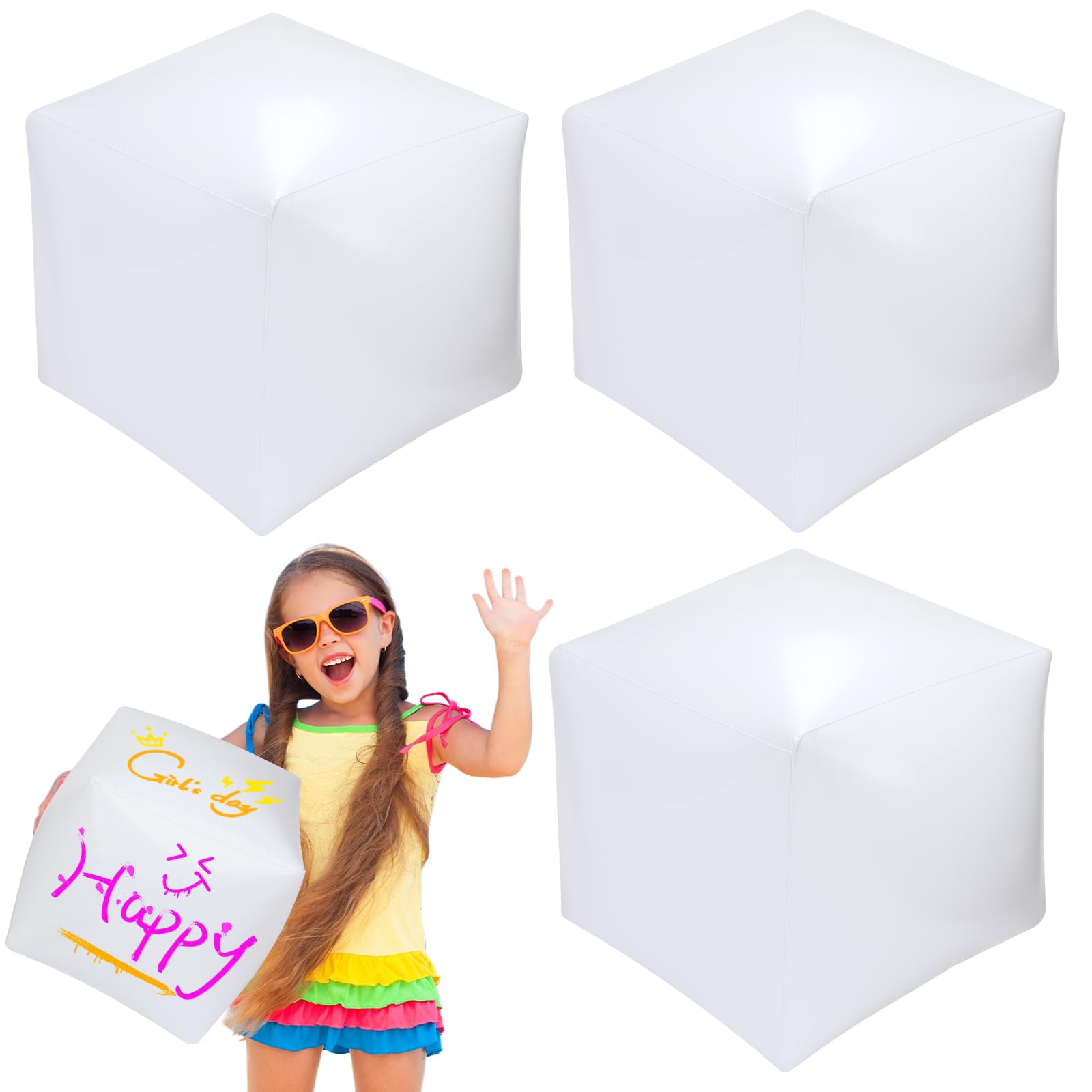 4 Pieces Jumbo Inflatable Dice 12.6 Inch Giant Large Inflatable Dice DIY Painting Crafts for Indoor Outdoor Lawn Game Pool Casino Themed Game Bunco