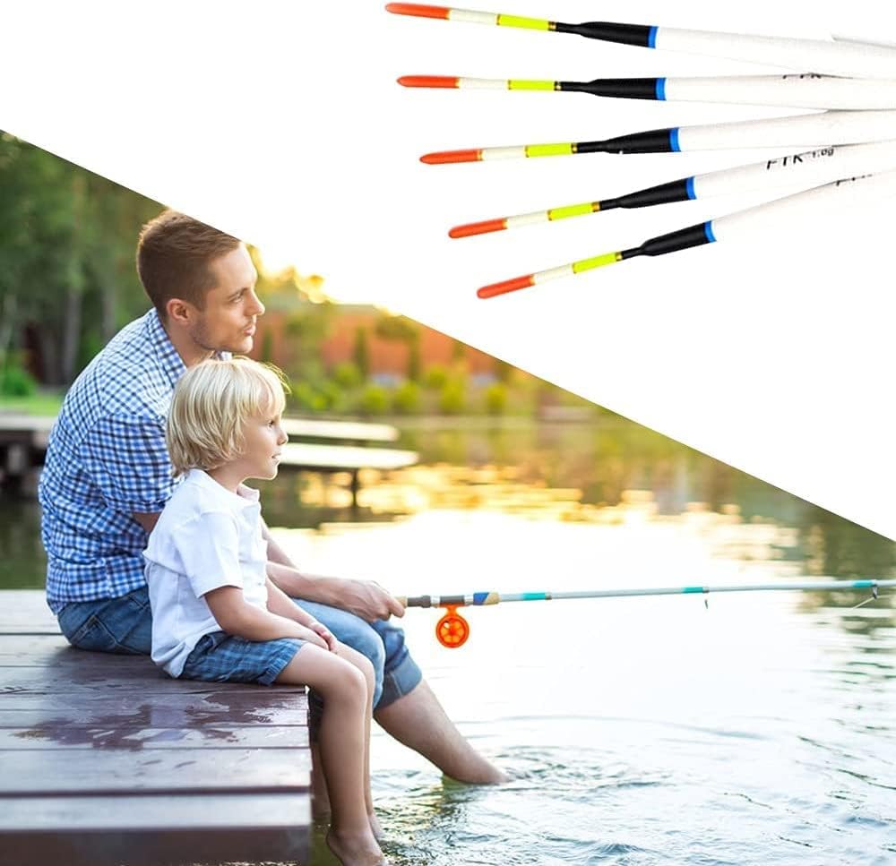 Fishing Rod 5pcs Fishing Floats Eye-catching Bobbers Sensitive Short Tail Drift Cork Vertical Buoy Fishing Float for Carp Slip Bobbers Portable