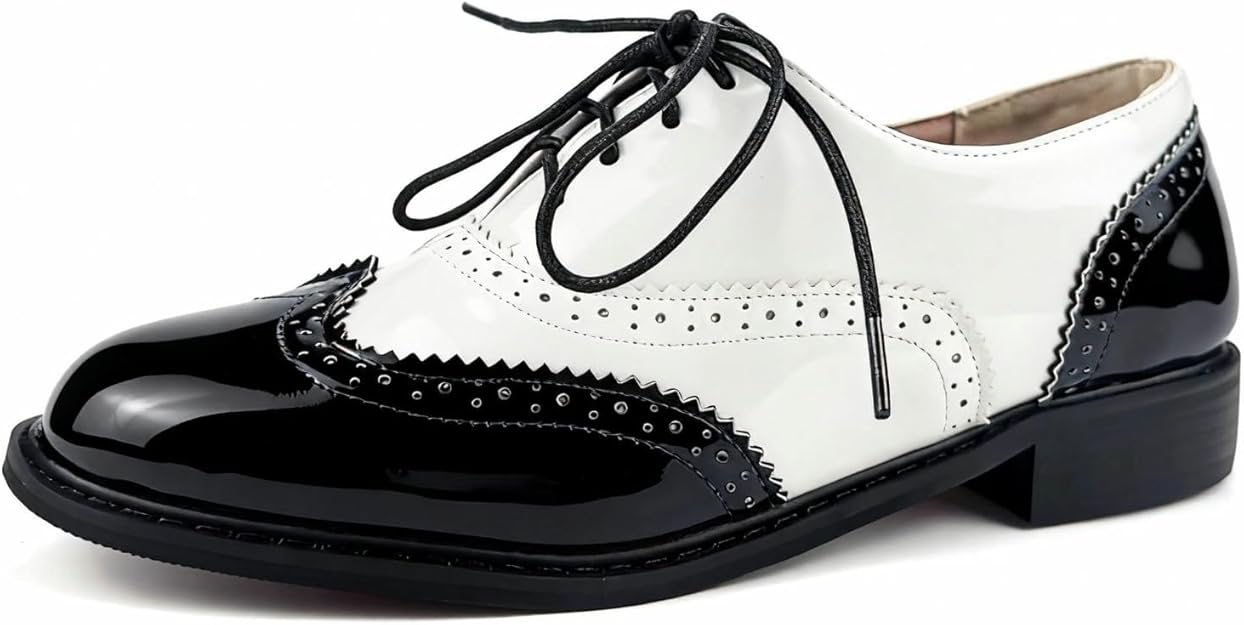 Black and White Oxford Shoe Vintage Wingtip Heels