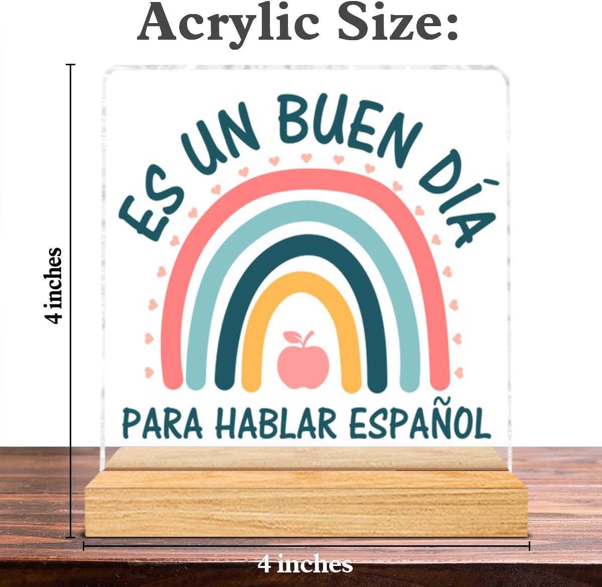 Funny Spanish Teacher Gifts for Women Men, Es Un Buen Día Para Hablar Español Clear Acrylic Sign for Office Desk Decor 4×4 Inch image 2