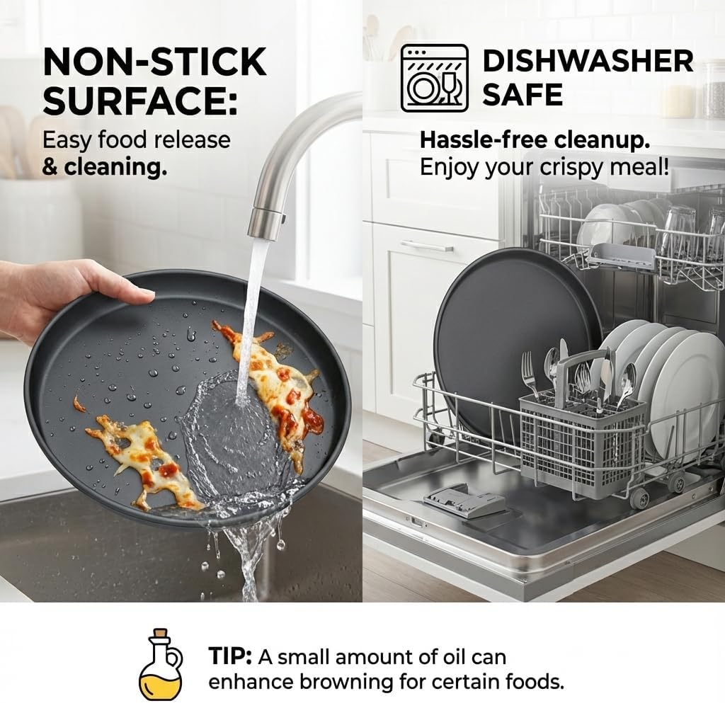 MACONEE 12inch Universal Microwave Crisper Pan/Microwave Cookware Crispy Plate Fry Pan, Microwave Cooker for Reheat Frozen Pizza, Chicken Nuggets French Toast with Crisp Effect! - Image 5