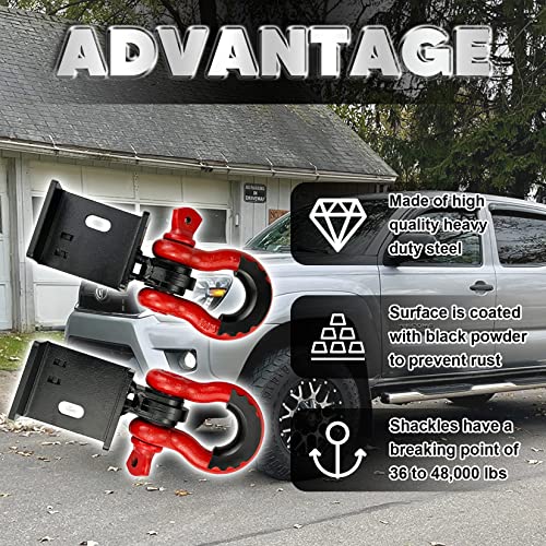 Vonlx Front Demon Tow Hook Bracket, Front Tow Hooks Mounting Bracket With 3/4" Shackles Fit For Toyota Tacoma 2009-2023 #TOP6