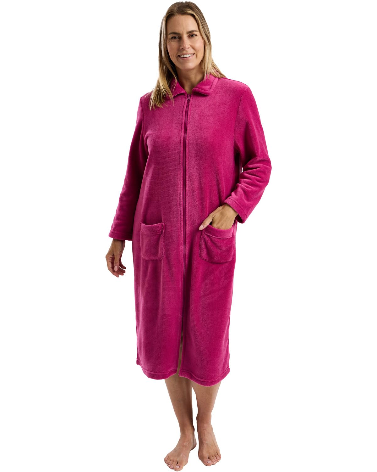 Slumber Hut Ladies Coral Fleece Zipper Robe MA45805 Raspberry 18-20