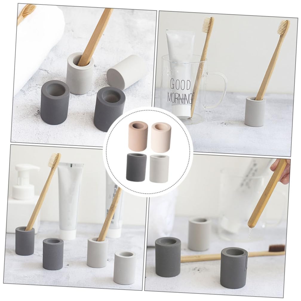 Portaspazzolino in Diatomite 4 Pezzi, Base Assorbente in Argilla, Supporto Compatto per Bagno, Asciugatura Rapida e Ordine