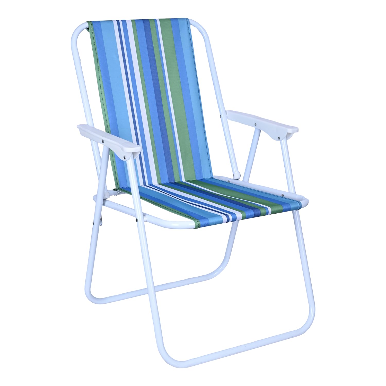 HACER Folding Chair with Arm Rest Portable Lightweight Rainbow Stripped Foldable Fishing Chairs for Travelling Picnic & Outdoor Camping Hiking Garden (Pack of 1, Blue and Green Stripe)-image-48