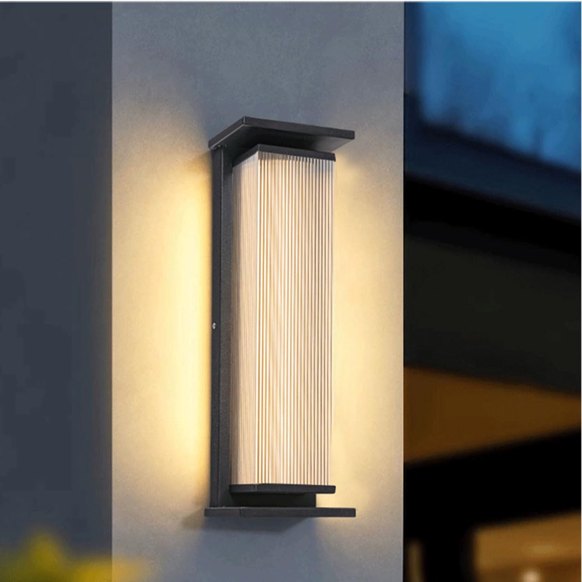 Nowoczesna minimalistyczna lampa ścienna zewnętrzna, słupek ogrodzeniowy, oświetlenie dekoracyjne, taras, ogród, wodoodporny sprzęt oświetleniowy