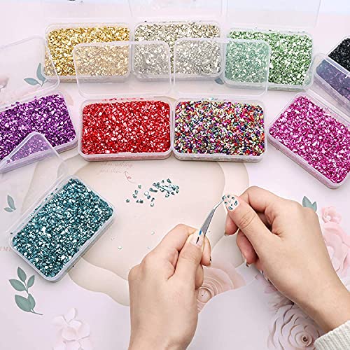 Crushed Glass Glitter For Resin Geode, Feein Irregular Glitter Metallic Gravel Flakes Sequins For Art Nail Arts Craft Diy Vase Filler Epoxy Resin Jewelry Making #TOP5