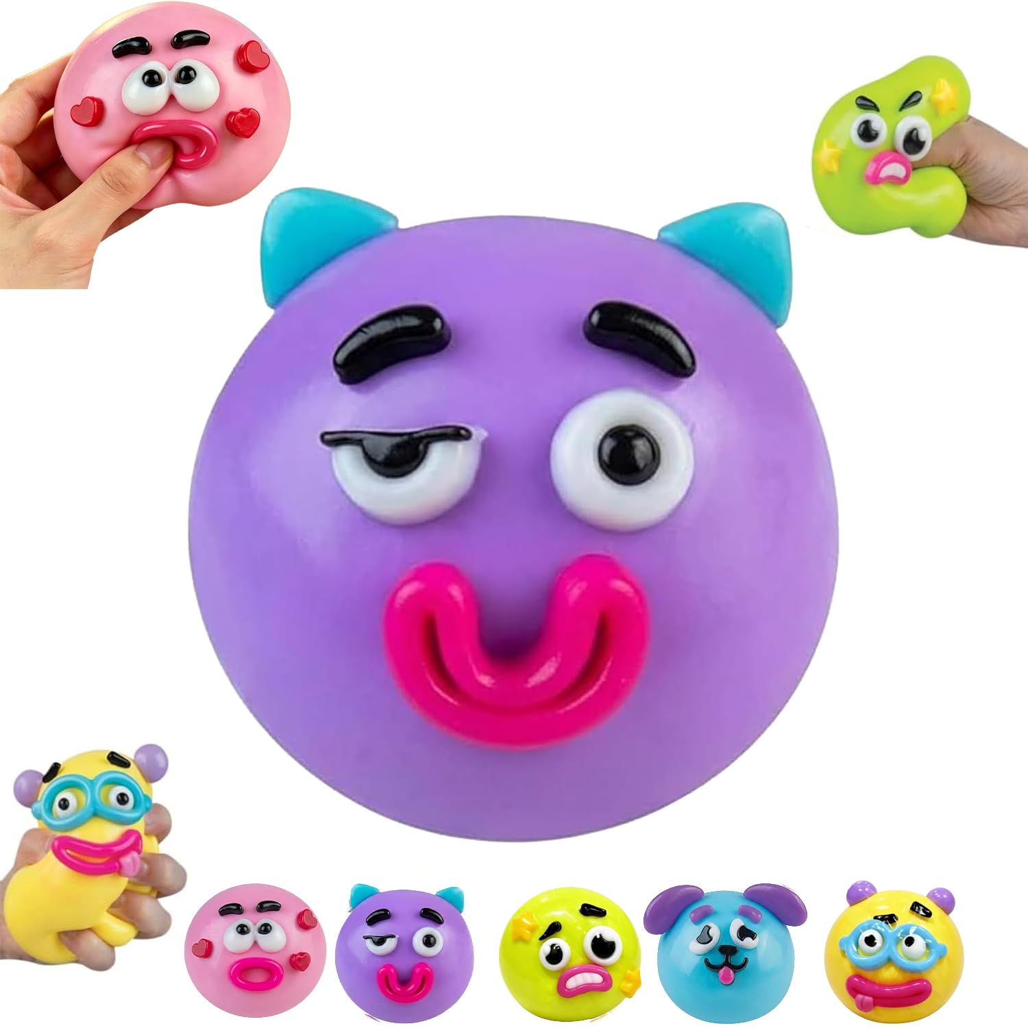 Smushers Squishy Dog Face Fidget Toy,Soft Interchangeable Dog Face Swap Stress Relief Sensory Squeeze Toy for Students Adults Office Calming,Soft Dog Face Swap Stress Relief Sensory Squee (Purple)