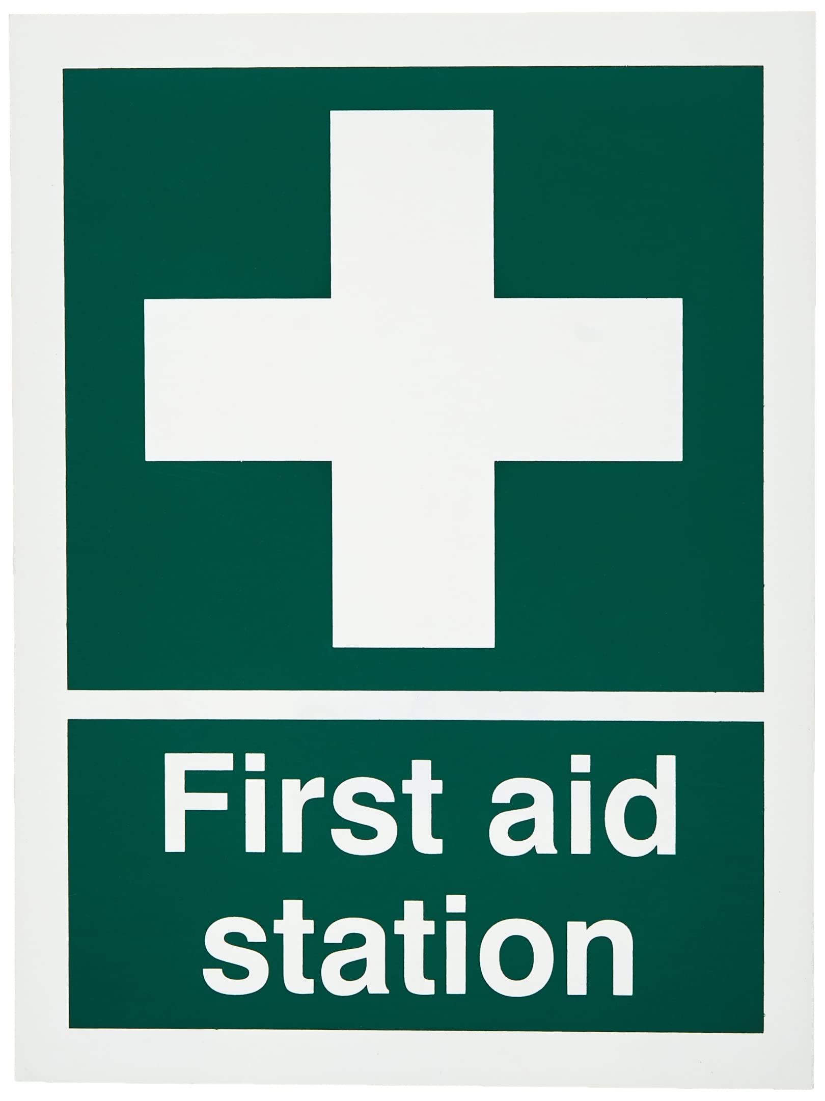 UK Safety Store FA.09W-RP First Aid Station Sign 150mm x 200mm - Rigid Plastic