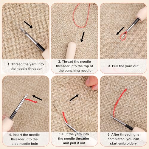 Image of 16pcs Punch Needle Kits, Punch Needle Tool Punch Needle Embroidery Kit Sewing Art Needles with 6 Sizes Bare Needles Punch Needle Heads for Adults Beginner Floss Cross Stitch DIY Craft
