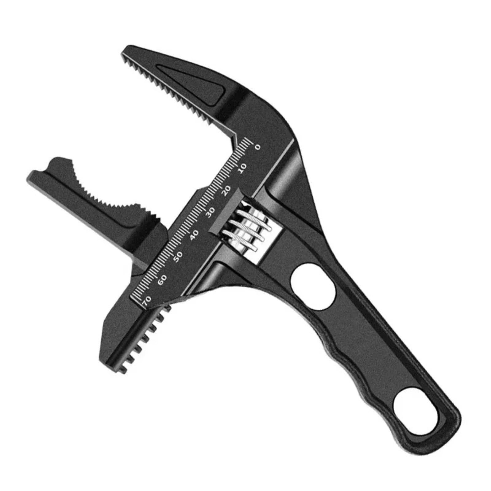 Lajhdcg Curved Toothed Black Adjustable Wrench Aluminium Alloy Wide Jaw 6-68Mm Wrench Universal Spanner Repair Tool For Water Pipe Screw Bathroom(Curved Toothed Black)