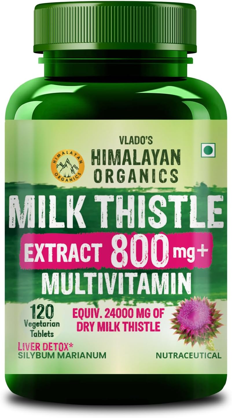 Vlado's Himalayan Organics Milk Thistle 800mg Extract (30:1) | Liver Detox & Cleanse Supplement with 80% Silymarin | Supports Fatty Liver, Liver Health, Cholesterol & Metabolism | Natural Liver Support for Men & Women | 120 Vegetarian Tablets