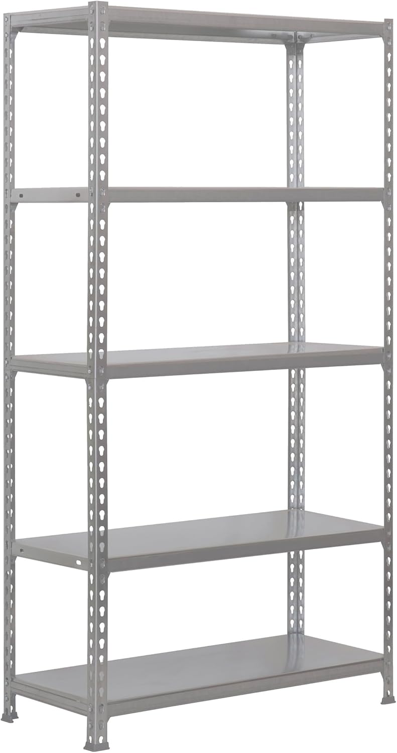 Simon Rack Simonclick Heavy-Duty Shelving, 2000 x 1000 x 500 mm, Maximum Load 180 kg, 5 Adjustable Shelves, Cellar Shelf, Storage Shelf, Grey/Galvanised