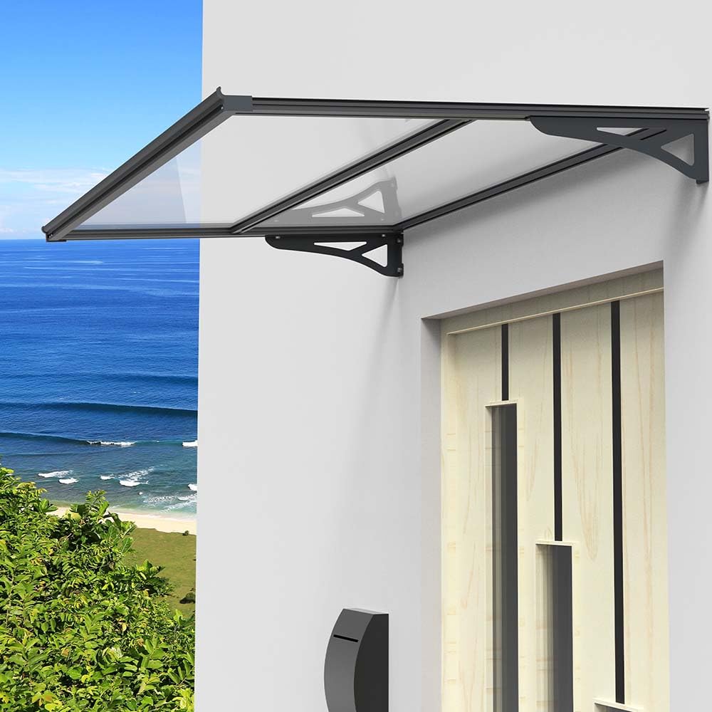 SCHARTEC Aluminium-Vordach W1200/W1400 als Haustürvordach 120 oder 140 cm | schützt auch bei extremen Wetterlagen Vordach für Haustür Überdachung | Aluminium Polycarbonat | Größe wählen (900 mm, 1400)