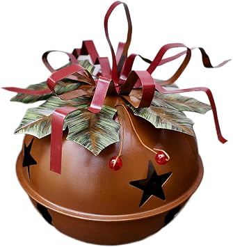 Morning View Christmas Bells Decorations Large Red Jingle Bell Ornaments Big Giant Xmas Hanging Bells Round for Christmas Tree Holiday Winter Party Wall Decor Outdoor 4.5X5.5 Inches