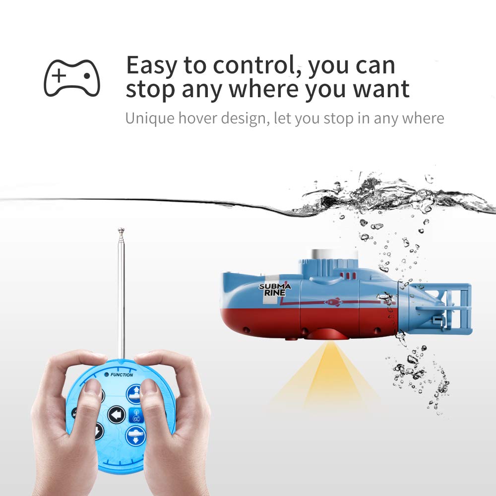 OBEST Mini Submarino Teledirigido Barco, 6 m/Min Simulado RC Submarino Atómico, 360 ° Giratorio Modelo de Barco de Buceo de Alta Velocidad, Juguete de Agua Eléctrico Regalo para Niños a Partir de 8