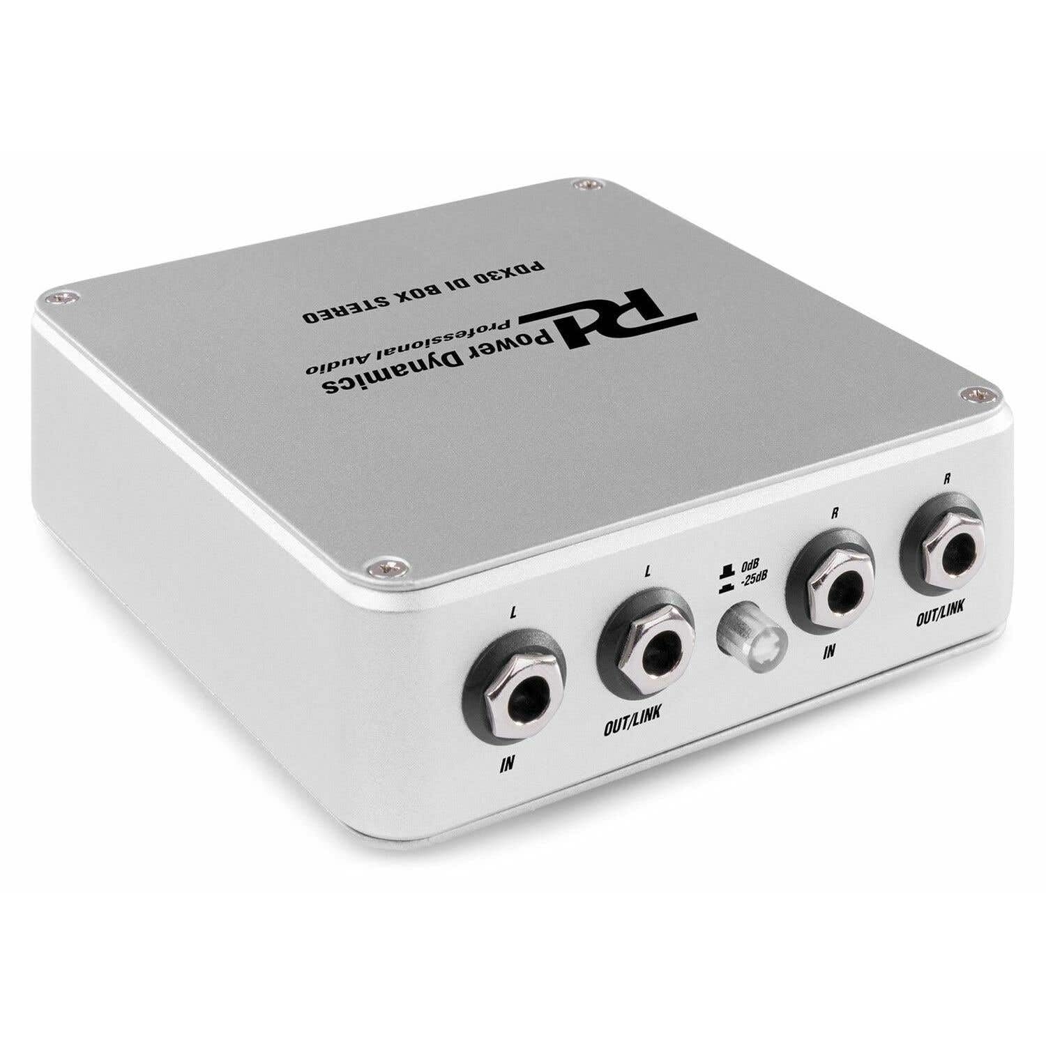 Power Dynamics PDX30 - Boîtier DI Stéréo, Aluminium, Très Robuste, Compatible Batterie, Idéal pour Augmenter Les Performances Sonores de Vos Instruments de Musique