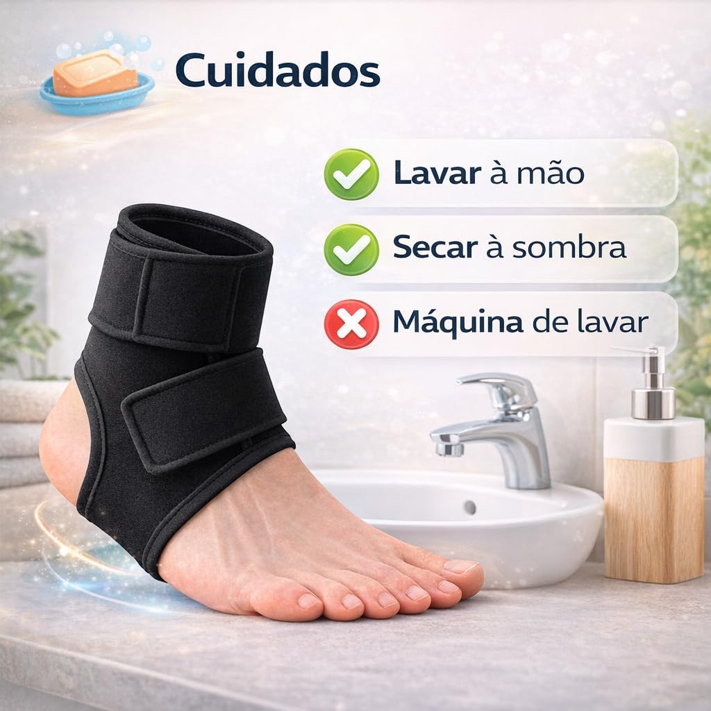 Tornozeleira de Compressão Ortopédica Preta Tamanho Único Estabilizadora para Tornozelo, Suporte com Neoprene SBR e Nylon, Alívio de Dor, Entorses, Esportes e Uso Diário