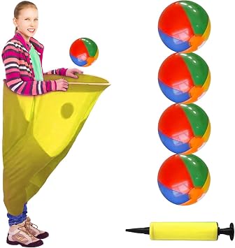 Granny Pants Yard Game for Adults Throw and Catch Ball Game Set Garden Granny Pants Outdoor Game for Birthday Family Reunions Party - with 4Pcs Big Bouncy Balls and Air Pump Yellow