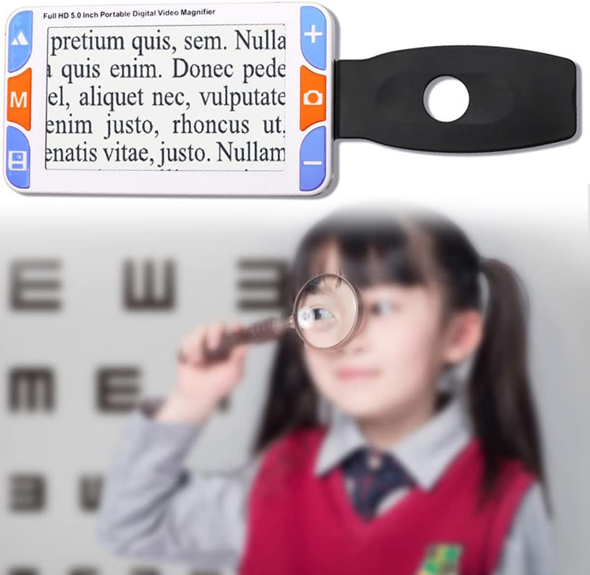 Magnifying Glass Low Power Smart Handheld Digital Magnifier Portable Electronic Video Magnifier 5.0 Inch HD LCD Screen for Visually Impaired People, Anyone with Low