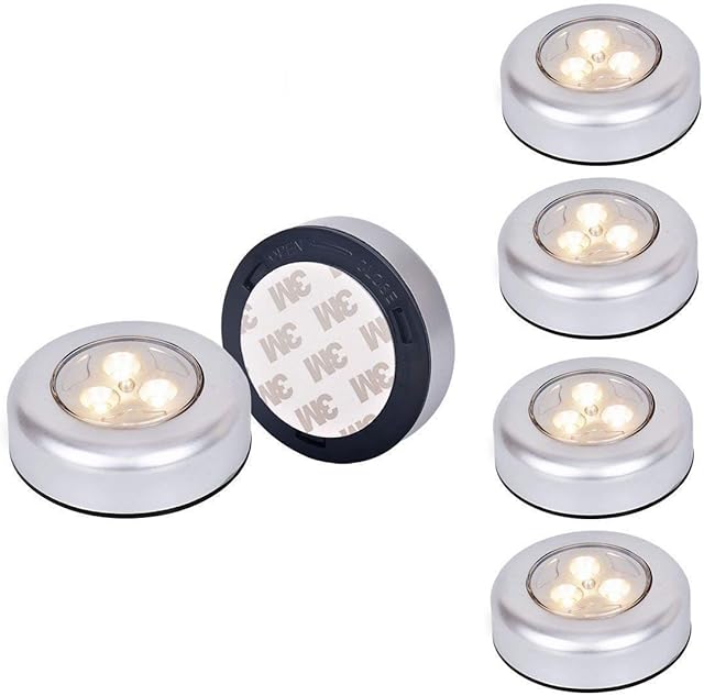 Ilyever 6 Pack Warm LED Battery-Powered Wireless Night Light Stick Tap Touch Lamp Stick-on Push Light for Closets, Cabinets, Counters, or Utility Rooms,Cordless Touch Light