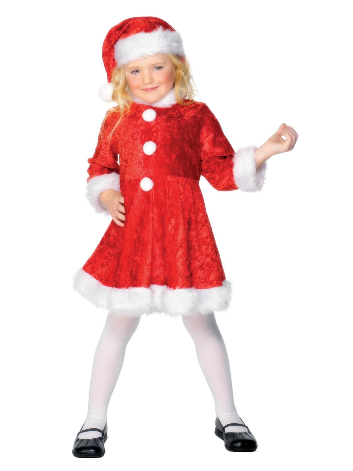 Smiffys Mini Miss Santa Costume, Red with Dress & Hat, Christmas Children's Fancy Dress, Santa Dress Up Costumes