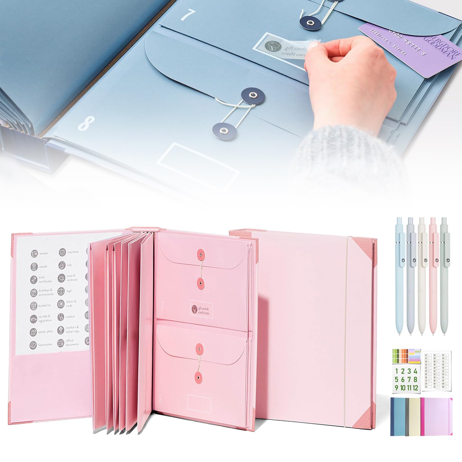 If I Die Binder UK, Important Document Organizer, Life Book Document Organiser for Birth Certificate Planning Card Passport (Pink)