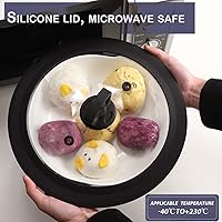 Vista 4 de Juego de 2 tapas universales de vidrio templado ventilado para ollas, sartenes y cacerolas con cubierta antisalpicaduras de silicona resistente al