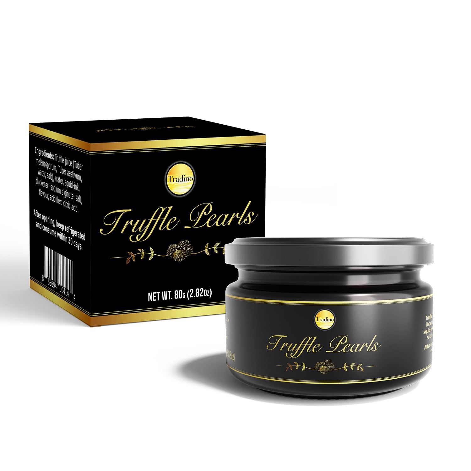 Tradino Premium Black Truffle Pearls – Luxurious Finishing Pearls from Spain | Unique Gourmet Gift | Exceptional for Refining any Dish | Elegant Mother’s Day Gift | 2.82 oz Jar