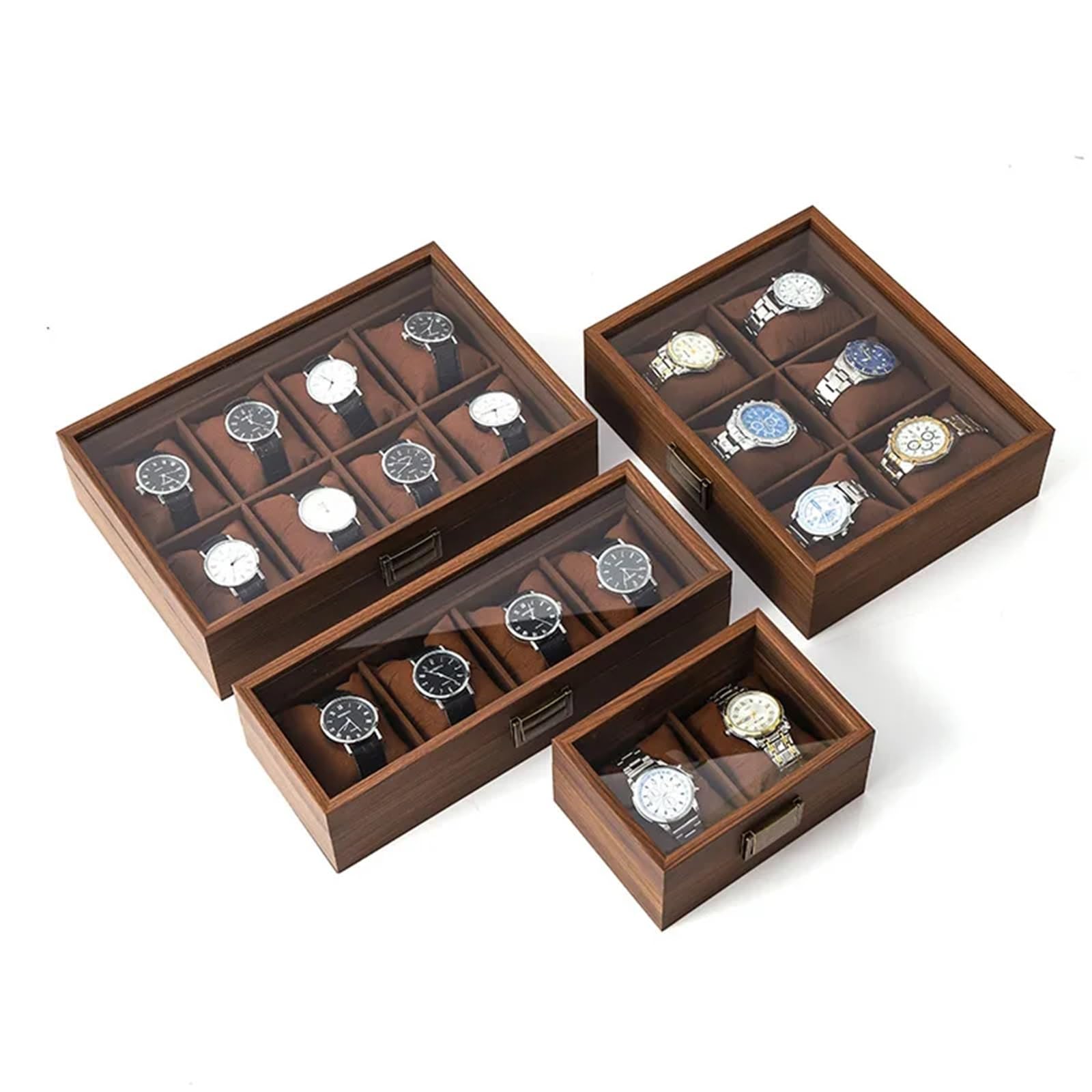 Scatola porta orologi in noce nera da 2/4/6/8 slot