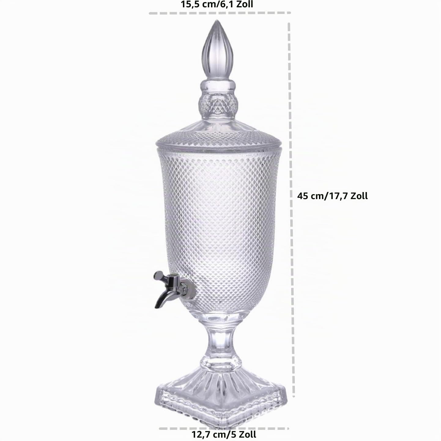 Getränkespender aus Glas mit Ständer, modernes Design, hochwertiges Glas, auslaufsicherer Ausgießer, ideal für Partys, Hochzeiten, Limonade, kaltes Wasser und mehr