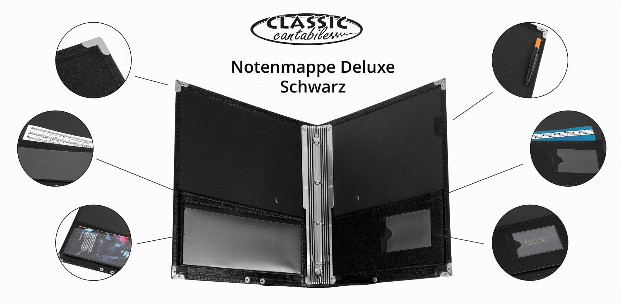 Classic Cantabile Porte-Partitions Deluxe Noir Lot de 5, 335 x 280 mm