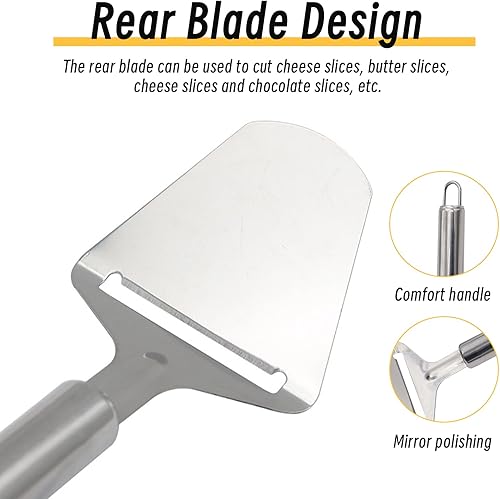 Miniatura 3 de 2 piezas de cortador de queso de mano, pequeño pelador de queso plateado de acero inoxidable, herramientas de corte para bloques de mantequilla